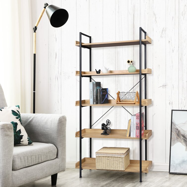 Metal and wood wall deals shelving unit